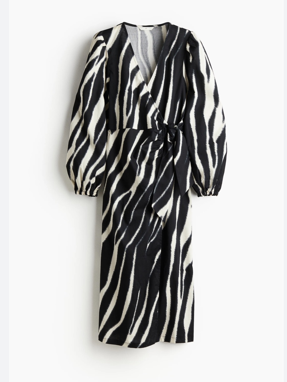 H&M Wrap Midi Dress Black White Zebra Print Size Small NWT